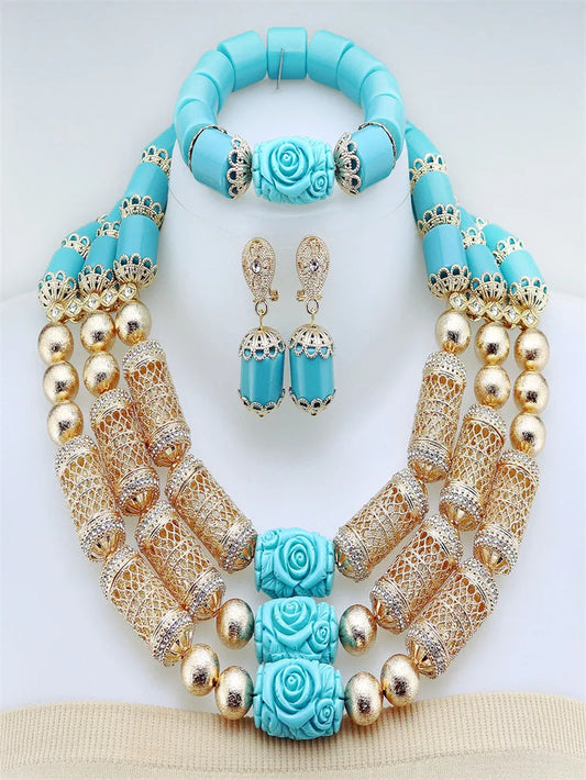 Orange African Resin Bead Necklace Jewelry Set Resin Jewelry Nigerian Jewelry Set Bridal Gift for Women Wedding