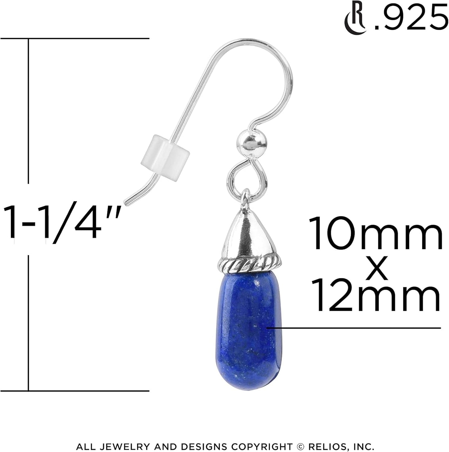 American West Sterling Silver Choice of Gemstone Color Teardrop Dangle Earrings