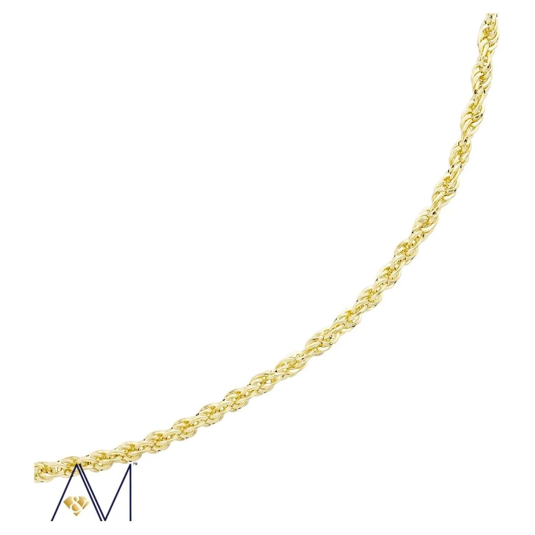 14K Yellow Gold 1.5Mm Rope Chain Necklace, 16¨C24 Inch, Lobster Clasp, Adult Unisex